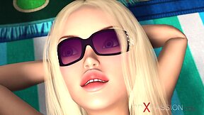 Blonde bombshell on a tropical island: steamy anal encounter with a 3d vixen