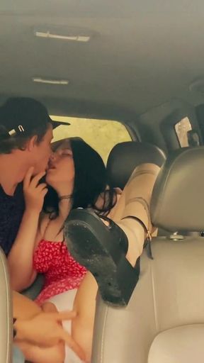 Wife cheating with a taxi driver in the car outside the house   Clip 1