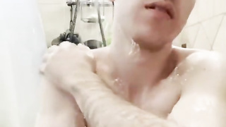 Twunk Showering, Soaping Up Pecs, Ass, Calling You Homo