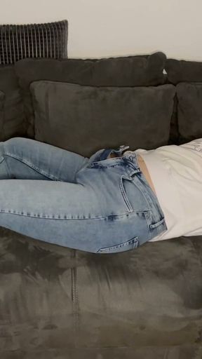 Masturbation multiple orgasms I two times in a row on my sofa clitoris fingering Satisfyer   Clip 1