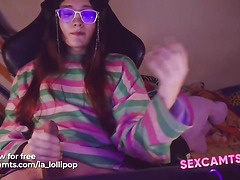 Cute Tgirl Jerks Quietly In Chair