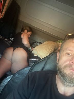 Fucking and trucking. Husband and wife on a road trip.