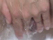 Hot girlfriend masturbate clit a water jet | Close up clit rubbing