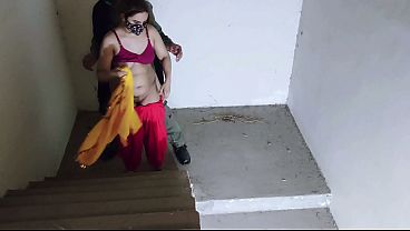 Meets step sister-in-law on stairs in a dirty play