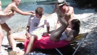 real outdoors german beach plowed group sex