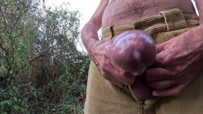 Pissing, Cumming and Pissing Again in the Woods, Soaking Chest and Cords - Rockardglans 211