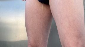 redhead guy (with ginger pubes) pissing in his tight see-through briefs