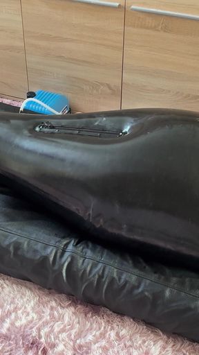 Wife Punishes Her Slave in Full-body-inflate Latex Bag - Estim - Restricted Breathing - Bagged