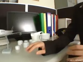 Seductive Office Secretary Pleasures Her Pussy Discreetly at Work Desk
