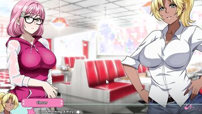 Nerdy hentai chick with pink hair jerks off and cums hard all over herself