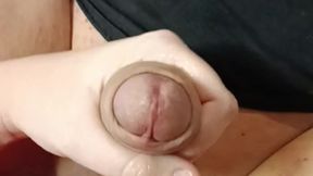 Dominant femme flogs femboy with a big strap-on, making him cum