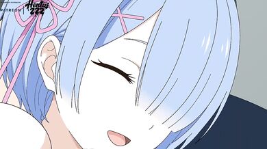 Rem’s tits crushed under Subaru’s full nelson in Re Zero hentai