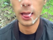 After grindr date I ended like whore outdoor - cum mess on face