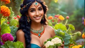 Beautiful Big Breasted Nude Indian Elf Girl with Cauliflower