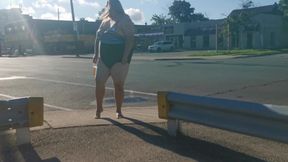 Sissy slave gets golden shower outside wearing womens swimsuit