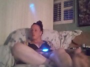 Milf Filming Herself Playing Video Games In Her Black Bra and Panties