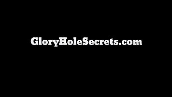 Two lesbian milfs are eagerly sucking a massive cock through a gloryhole they just found