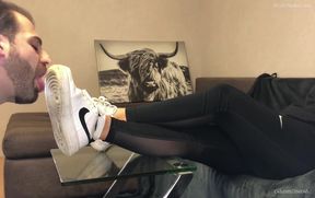 Dirty White Sneaker Worship - Valeria Night (Side View)