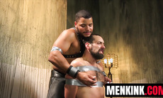 Hunk Kaden Alexander ravages DJs tight hole in dungeon bondage