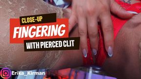 Close-Up Fingering with Pierced Clit
