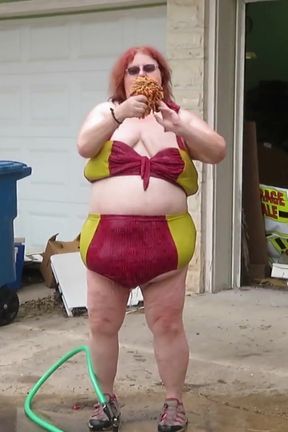 Car wash in and out of my iron man bikini set part 2 flashing