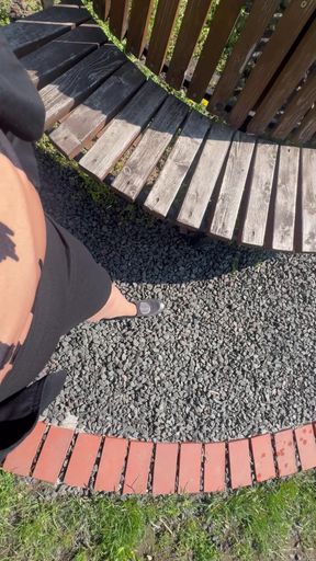 Sexy hot stepmom is horny and caresses herself on a park bench   Clip 2