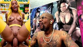 lemonade girl getting ass fucked with her tight bald pussy out, ai generated