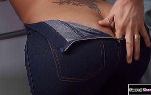 Busty tgirl Foxxy gets barebacked by her stepsisters husband