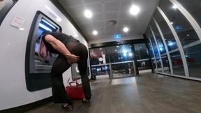Exposed & Humiliated Muscle Tranny Cums in Public