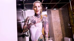 German minx gets covered in raw sperm