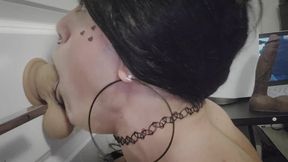 Gothic sissy sucks your dick
