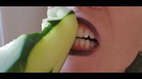 Mean Cucumber Eating In Black Lipstick