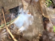 Close up cum oozing of big fat cock and foreskin pulling back