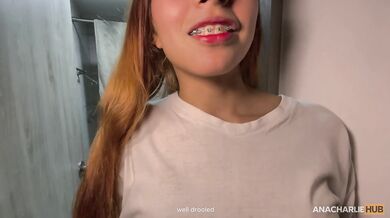 Real estate agent gets throat fucked in sexy lingerie while sucking a massive cock