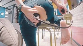 The girl tore her jeans and...