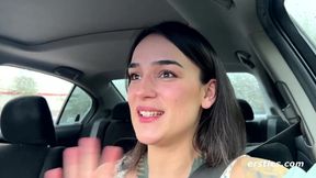 Harper gets off on risky fingering in car with foot fetish and foot play