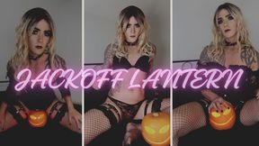 Tgirl Yuna fucks her jack o lantern pumpkin with her huge shecock