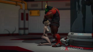 Alien monster fucks hard a young blonde in the sci-fi lab