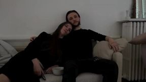 Movie night turned into a hot handjob