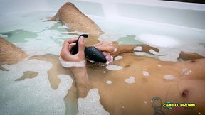 camilo brown caught playing with a vibrator in the jacuzzi what s he doing?