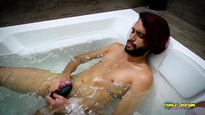 camilo brown caught playing with a vibrator in the jacuzzi what s he doing?