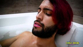camilo brown caught playing with a vibrator in the jacuzzi what s he doing?