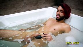 camilo brown caught playing with a vibrator in the jacuzzi what s he doing?