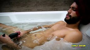 camilo brown caught playing with a vibrator in the jacuzzi what s he doing?