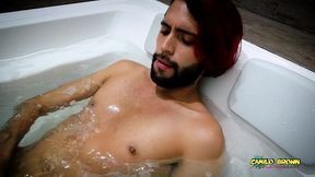 camilo brown caught playing with a vibrator in the jacuzzi what s he doing?