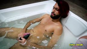 camilo brown caught playing with a vibrator in the jacuzzi what s he doing?