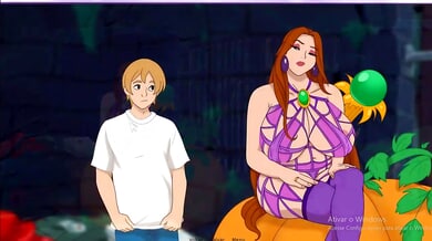 Curvy anime witch betrays her partner during a steamy Halloween encounter