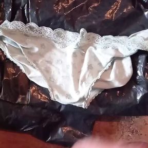 Tradesman wanking and cumming in customers panties