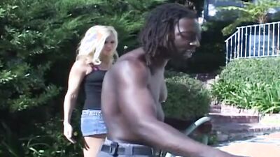 Juicy blonde girl fucking with black stud in interracial sex video