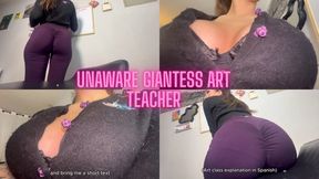 Giantess Latina Art Teacher: unaware buttcrush, exploring giant cleavage